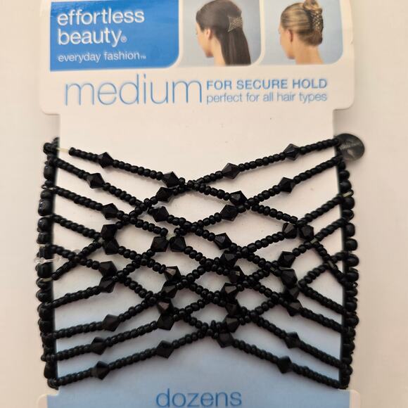 SCUNCI Effortless UPZING Beaded Medium Double Combs Slide Stretch Zing Black - Picture 3 of 6